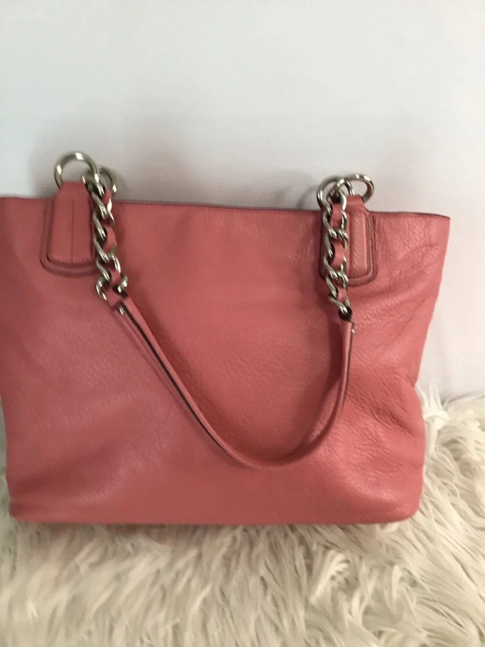 COACH Madison Dusty Pink Leather Shoulder Bag Silver Chain Y2K Like New